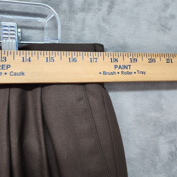 Mens 34x28 Brown Pleated Silky Cuffed Dress Pants Relaxed Straight Career Office - Picture 7 of 9